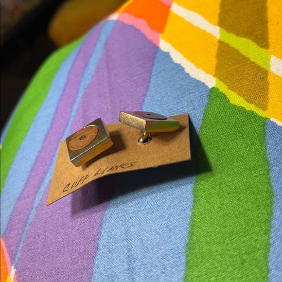 Brown wood gold Square Cufflinks - Picture 12 of 12